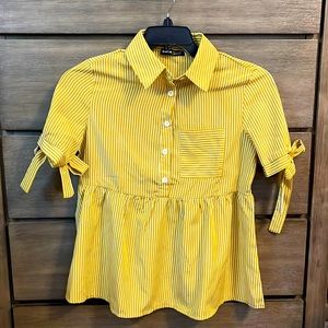 Yellow Button Down Peplum Top
